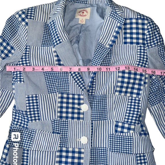 Red Fleece Brooks Brothers Cotton Patchwork Blazer | Size 2 - Picture 9 of 11